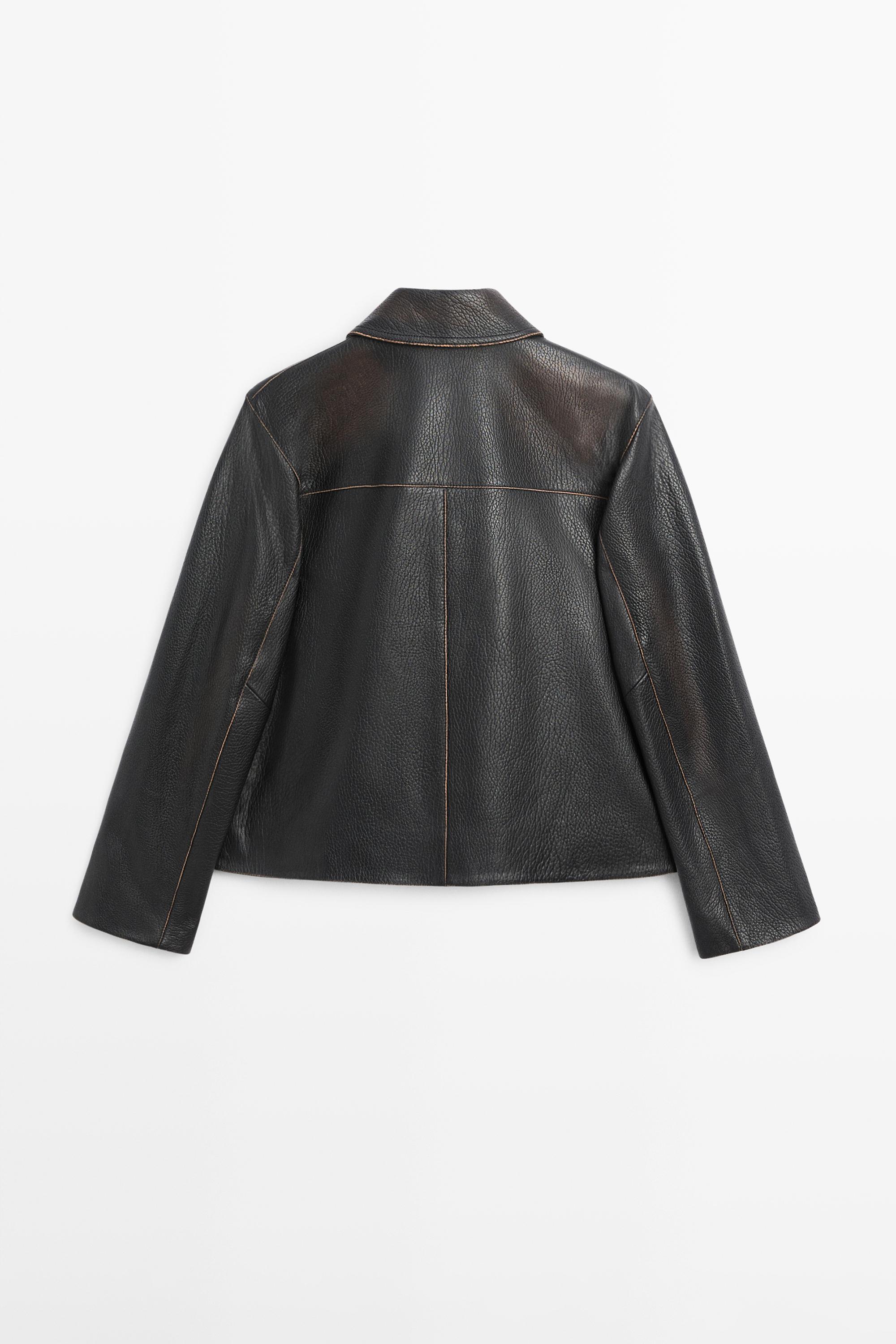 Short nappa leather jacket